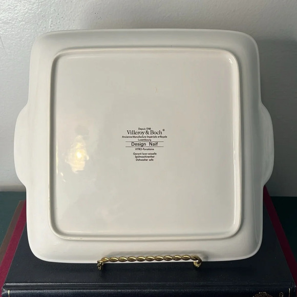 Villeroy & Boch Laplau Naif Folk Art Amish Square Porcelain Handled Cake Plate - Picture 3 of 7